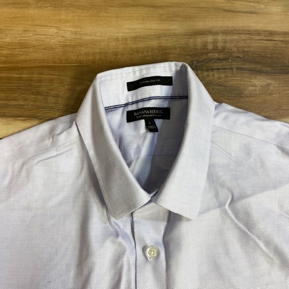 Banana Republic Mens Shirt Large Non Iron Standard Fit Purple Button Up - Picture 5 of 9